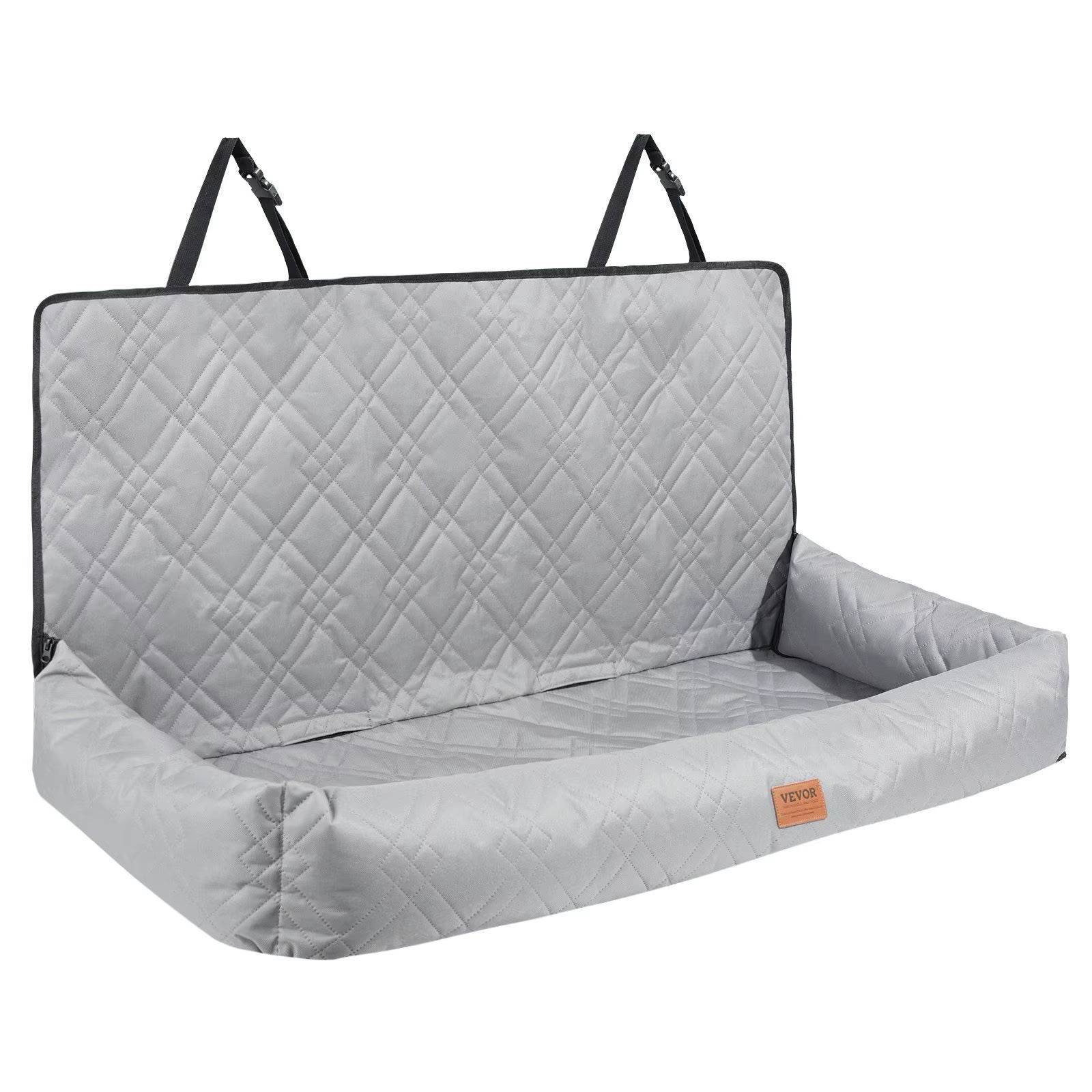 Waterproof Dog Booster Seat PP Cotton Filled Car Seat with Clip-On Safety Leash for under 100 Lbs Rear Row Pet Car Bed