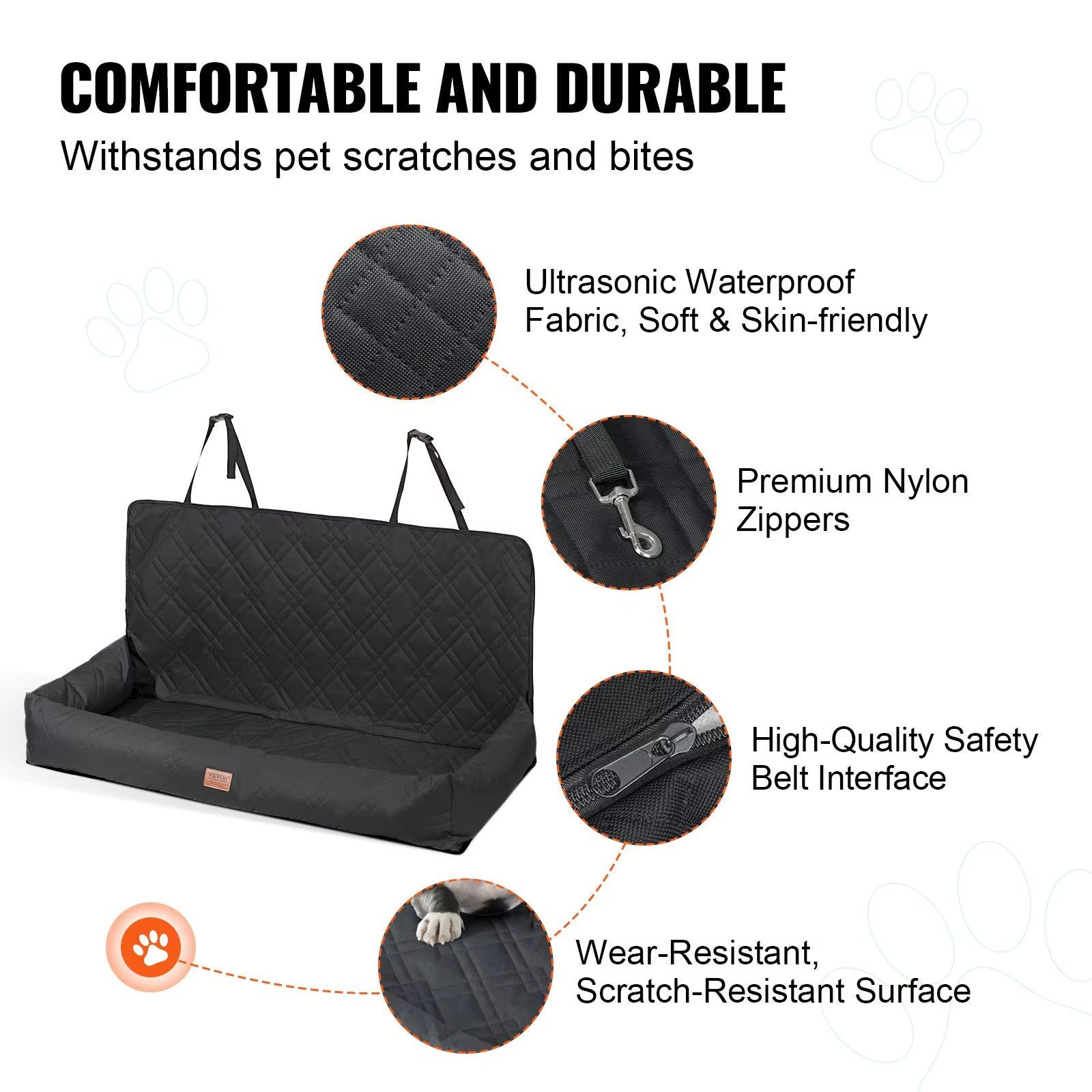 Waterproof Dog Booster Seat PP Cotton Filled Car Seat with Clip-On Safety Leash Dog Car Bed for Pets