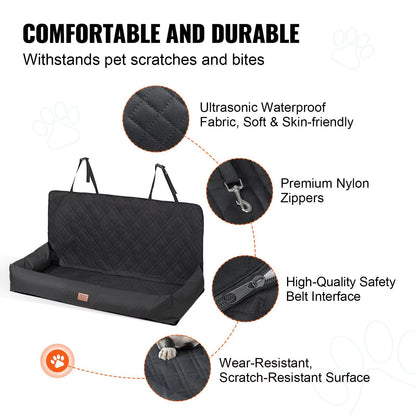 Waterproof Dog Booster Seat PP Cotton Filled Car Seat with Clip-On Safety Leash Dog Car Bed for Pets