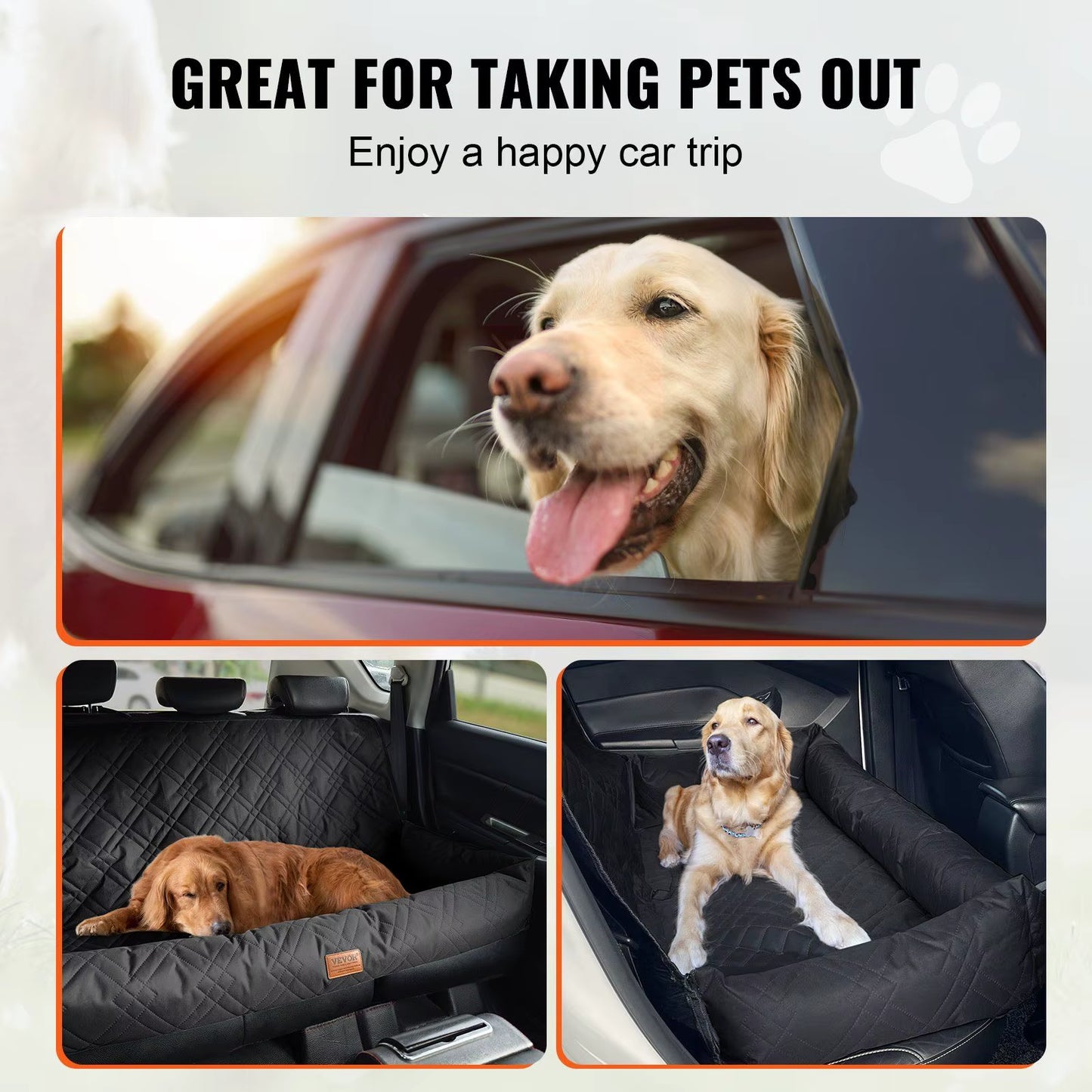 Waterproof Dog Booster Seat PP Cotton Filled Car Seat with Clip-On Safety Leash Dog Car Bed for Pets