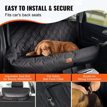 Waterproof Dog Booster Seat PP Cotton Filled Car Seat with Clip-On Safety Leash Dog Car Bed for Pets